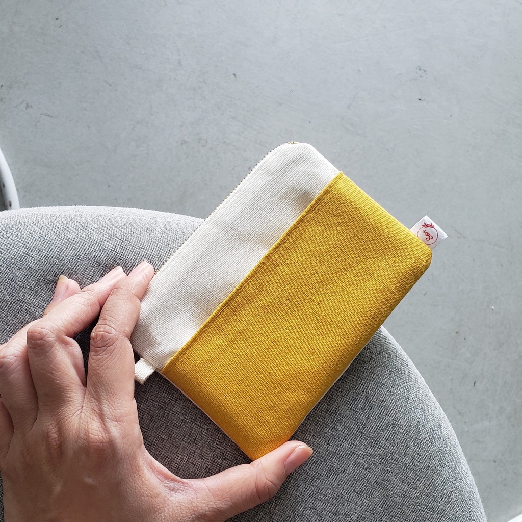 Ví Nữ Mini Handmade Vải Linen Phối Màu Phong Cách Hàn Quốc