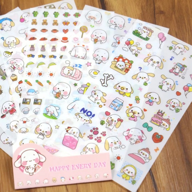 Bộ sticker 6 tấm cún con dễ thương