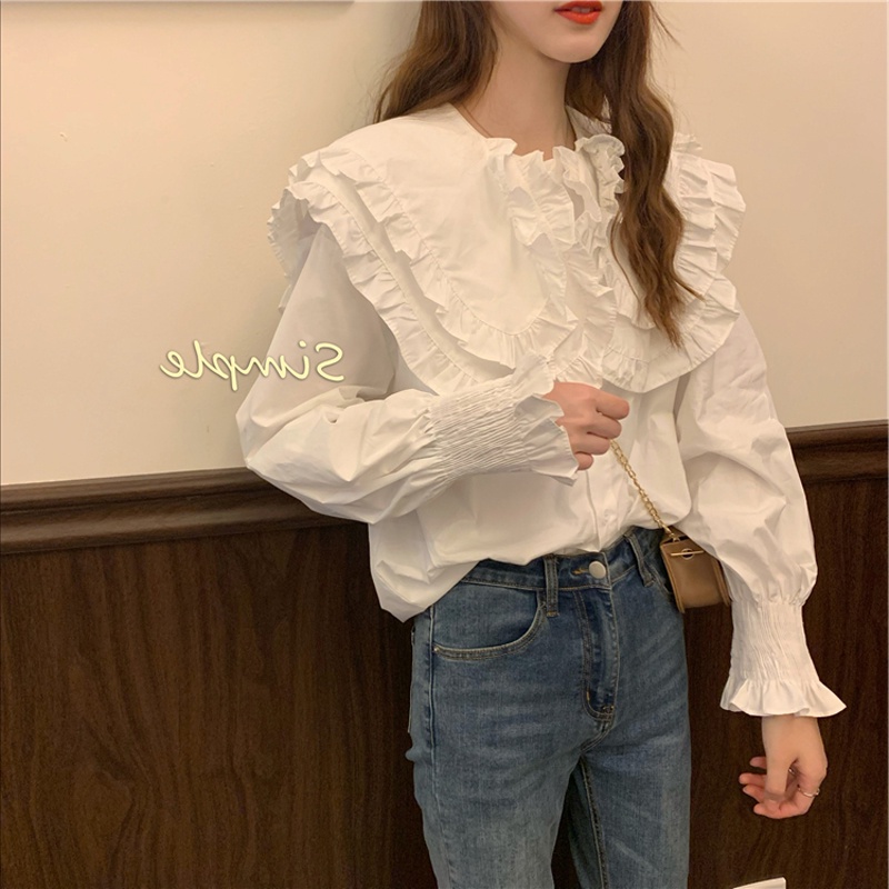 Cg32 áo sơ mi cổ bèo nhiều lớp dễ thương có bigsize