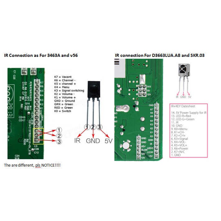 Bàn phím 7 key cho Bo Tivi V56 V53 SKR DVB-T2 7KEY