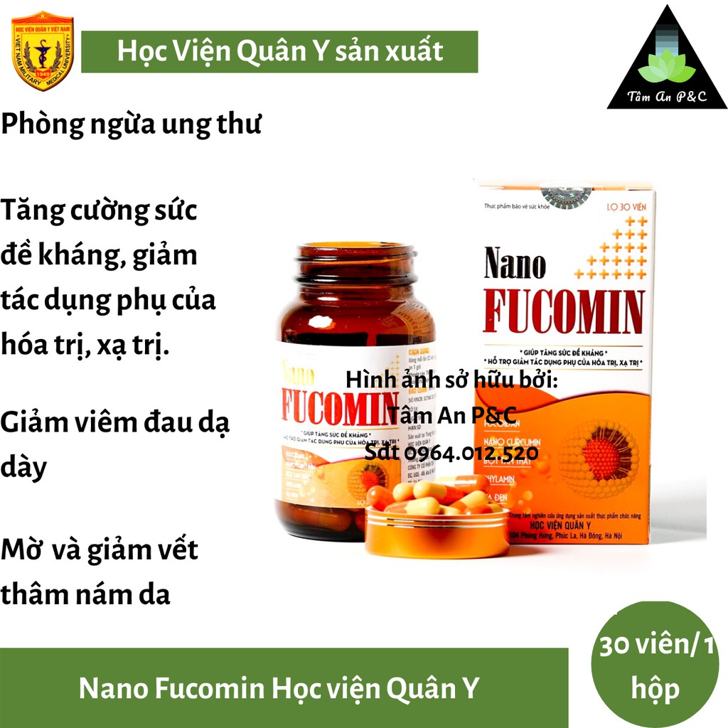 NANO FUCOMIN Học Viện Quân Y (hộp 30 viên) - Phòng ngừa và hỗ trợ chữa Ung Thư