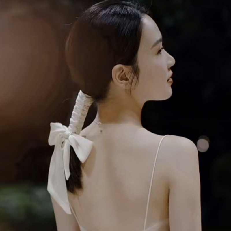 Dây Ruy Băng Trắng Cài Tóc Cho Cô Dâu