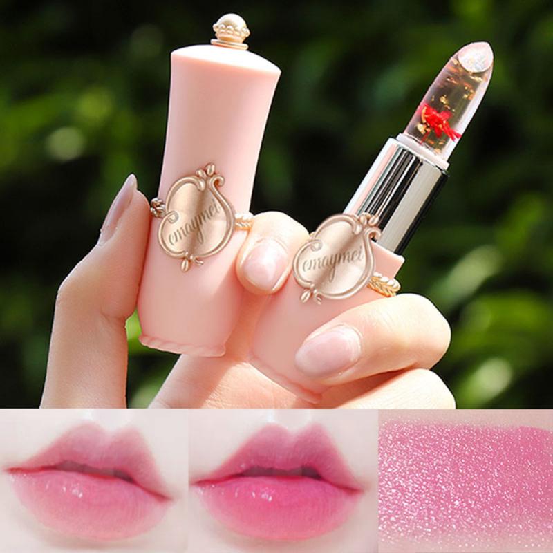 1Pc Crystal Jelly Lip Balm Son môi Nhiệt độ màu hoa Thay đổi màu son Son dưỡng bóng Son dưỡng ẩm lâu dài trong suốt