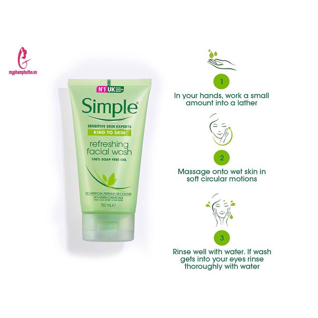 Sửa rửa mặt Simple [Tuýp 150ml]