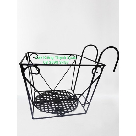 Giỏ sắt treo chậu hoa Vuông, chậu cây có lót đáy vĩ nhựa cứng cáp, độ bền cao, Đường kính miệng 22cm