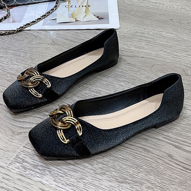 IELGY Giày Cao Gót Mũi Vuông Phong Cách Cổ Điển Thời Trang Cho Nữ