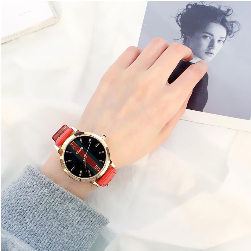 [CỰC ĐẸP] ĐỒNG HỒ NỮ DÂY DA HUANS SỌC ĐỎ DHD115 NHIỀU MÀU SIÊU HOT | BigBuy360 - bigbuy360.vn