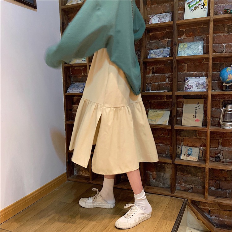 Chân váy cotton xẻ tà, hàng Quảng Châu, Freesize (Ảnh thật tự chụp) | BigBuy360 - bigbuy360.vn