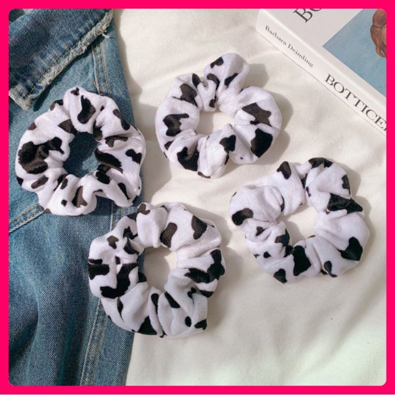 Scrunchies xinh màu da bò sữa, phụ kiện tóc hothit thời trang đẹp độc