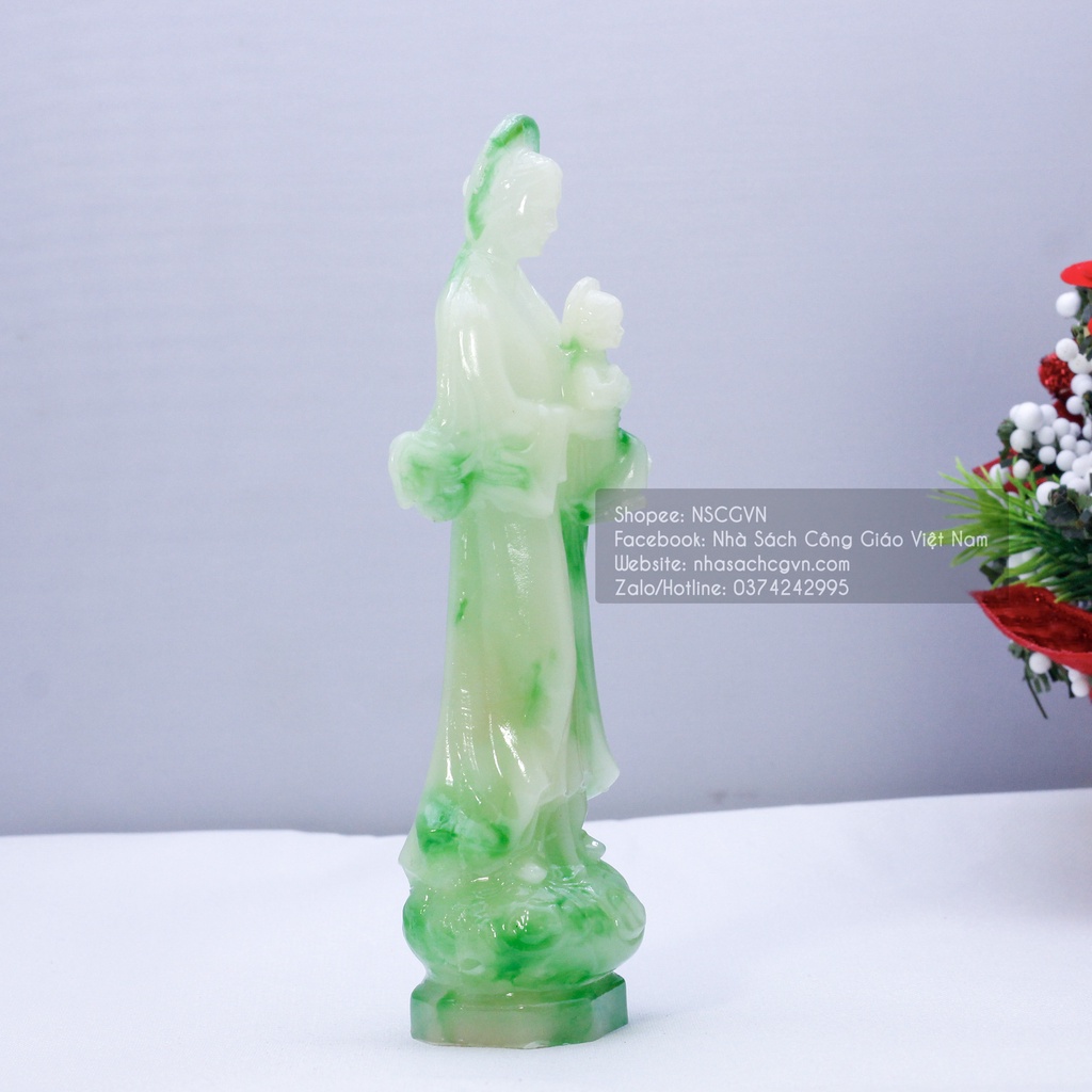 Tượng màu cẩm thạch Đức Mẹ La Vang - Mẹ Maria 13cm để xe ô tô, để bàn N36-2 Quà tặng Công Giáo