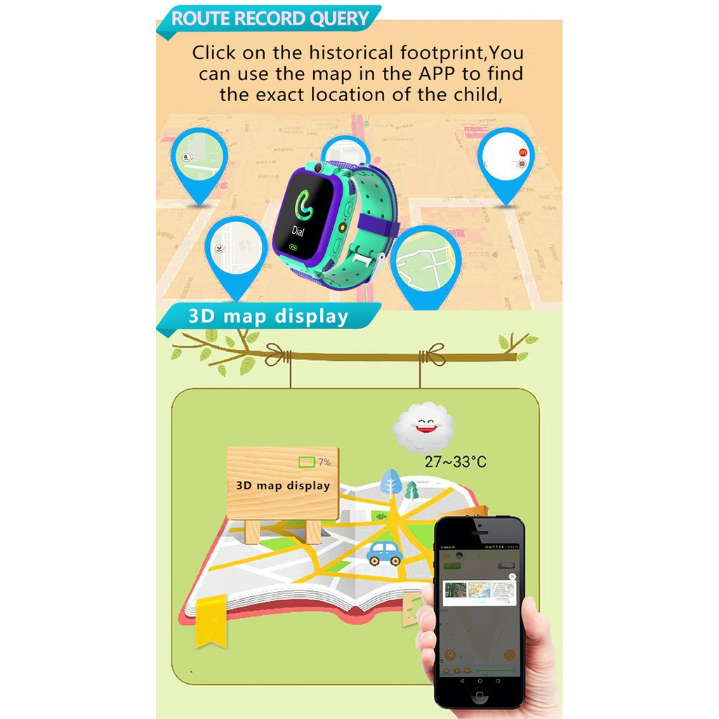 Đồng Hồ Thông Minh SKMEI W23 Định Vị GPS Theo Dõi SOS Cho Trẻ Em Hỗ Trợ iOS / Android