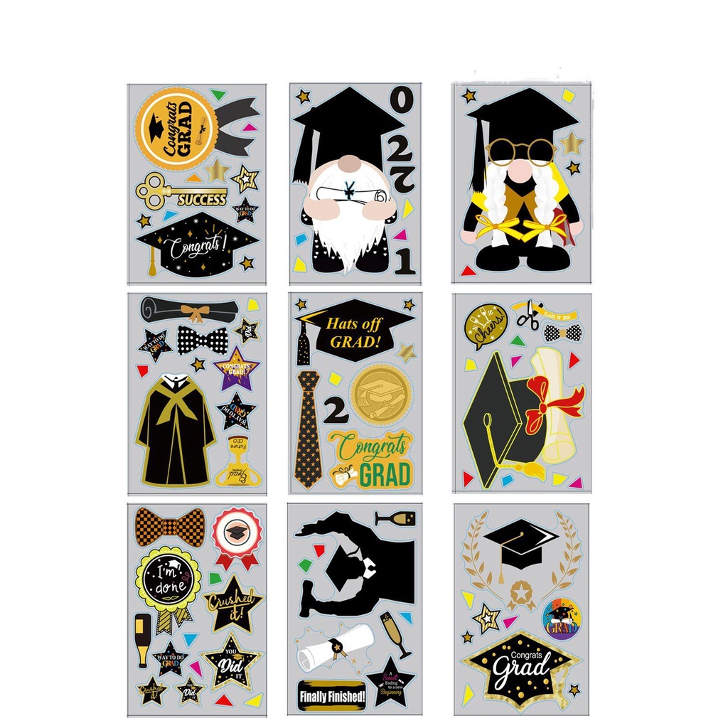 Set 9 Tấm Hình Dán Trang Trí Cửa Kính Họa Tiết Độc Đáo
