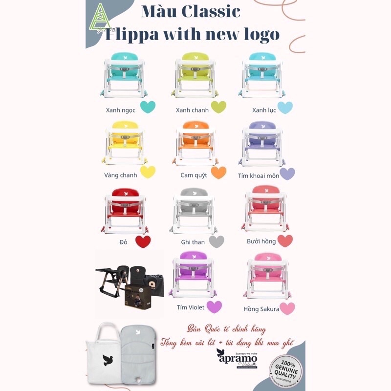 Ghế ăn dặm gấp gọn Apramo Flippa Classic 2022 cho bé từ 6 tháng đến 3 tuổi BH 12 THÁNG