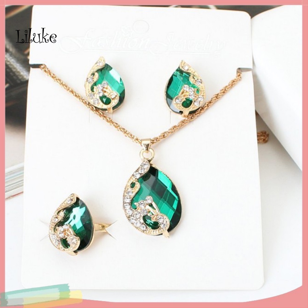 1 Set Vòng cổ Nhẫn Và Bông Tai Thời Trang Sang Trọng