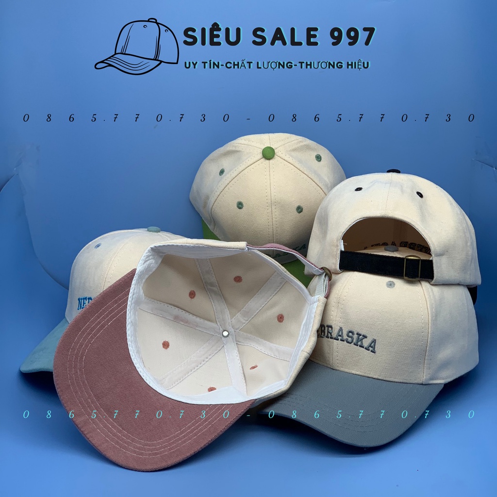MŨ LƯỠI TRAI NEBRASKA PHỐI MÀU THÊU MŨ KẾT NHUNG SIÊU ĐẸP THỜI TRANG HOT