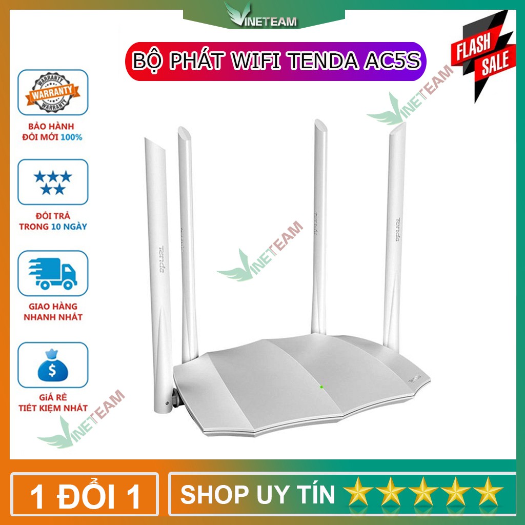 Bộ Phát Wifi Tenda AC5S - Hai Băng Tần - 4 Ănten 6dbi - Cho khả năng phủ sóng mạnh mẽ -DC4212