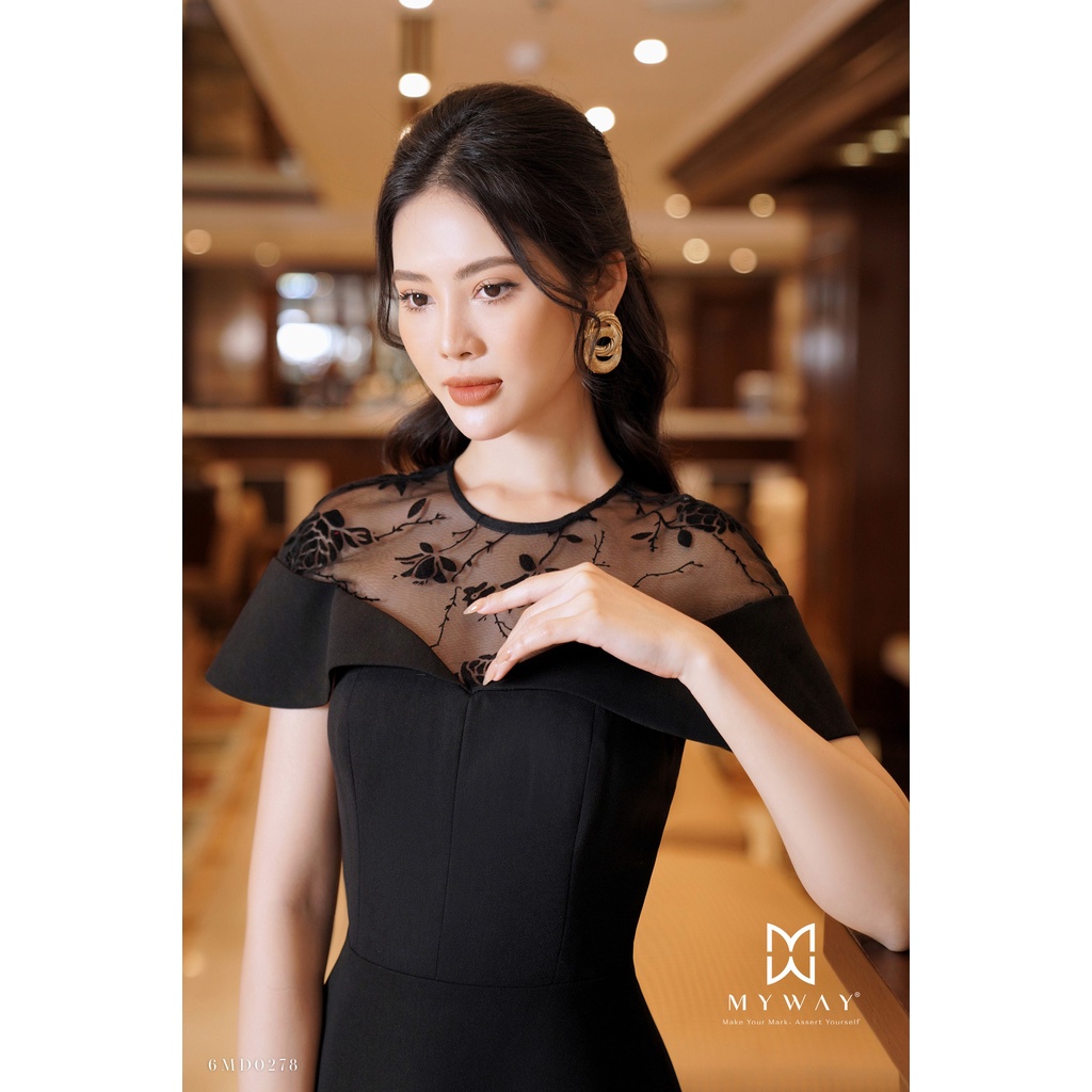 Đầm Nữ Dự Tiệc MY WAY Phối Ren Dáng Xòe Sang Trọng 6MD0278