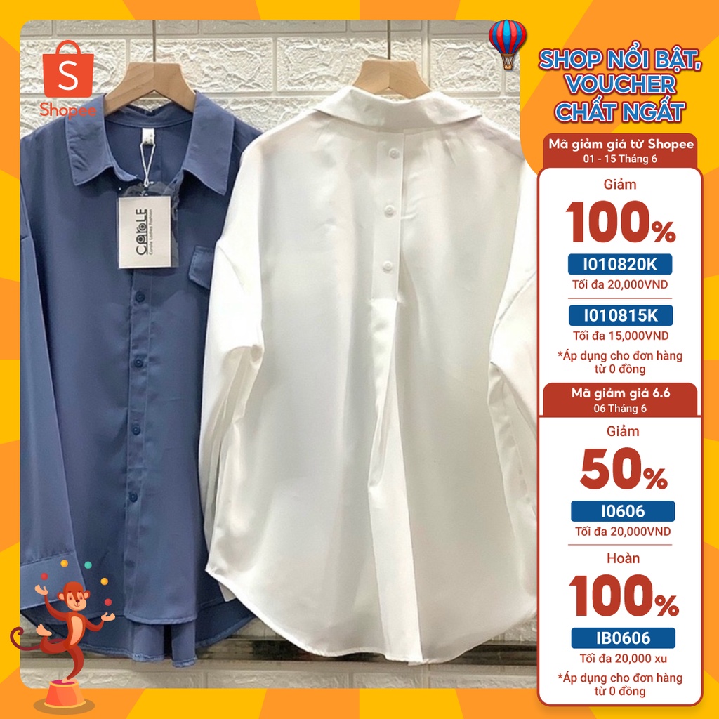 Big size Áo Sơ mi công sở nữ, form rộng, phối cúc cài phía sau, chất Lụa Ý dày dăn