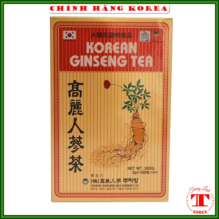 Trà sâm hàn quốc Buleebang chính hãng, hộp 100 gói - Trà hồng sâm giải nhiệt, thanh lọc cơ thể,  giảm stress - tranglinh