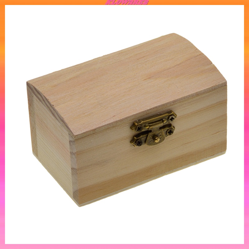 [KLOWARE2]Unpaint Natural Wooden Storage Box Jewelry Gift Memory Small Chest Craft Box