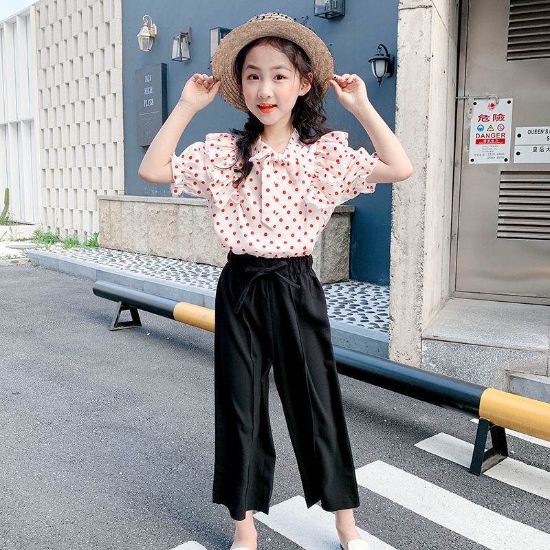 Mới Bộ Áo Thun + Quần Ống Rộng Thời Trang Mùa Hè Dành Cho Bé Gái 5 6 7 8 9 10 12 Tuổi