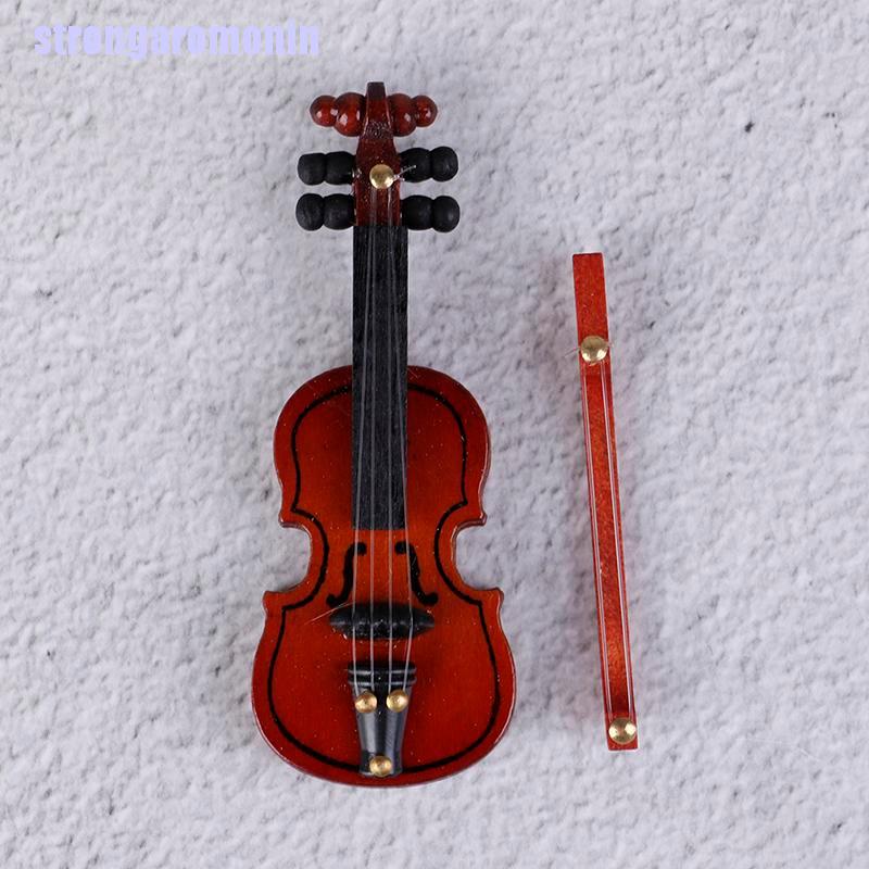 Đàn Violin Mini Bằng Gỗ Trang Trí Nhà Búp Bê