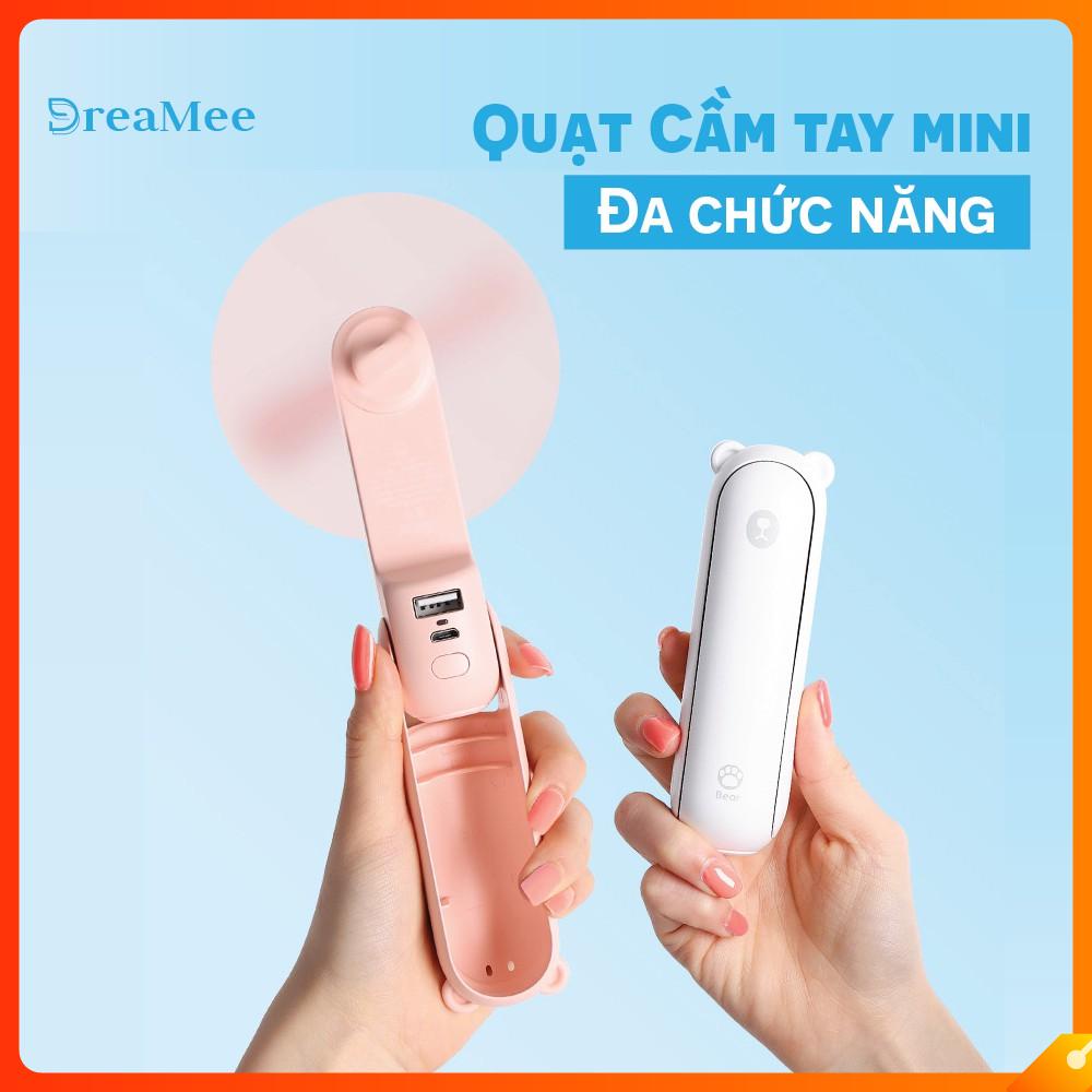 Quạt mini cầm tay đa năng 3in1 gấu bear phiên bản nâng cấp F1 - Hoạt động tới 24 giờ liên tục - Dung lượng 2000mAh