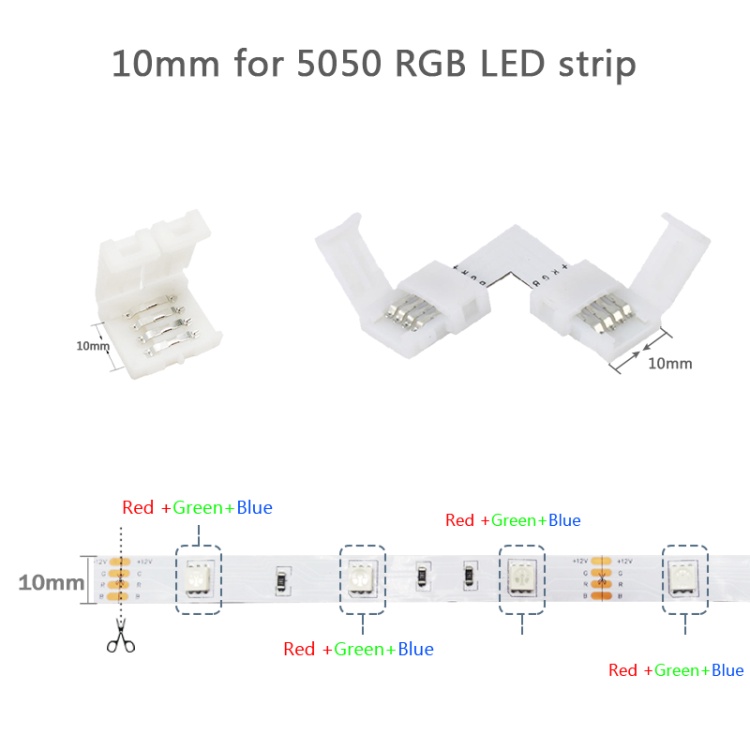 Đầu Nối Dây Đèn LED 4 Pin RGB SMD 5050 2835 8MM 10MM T & L