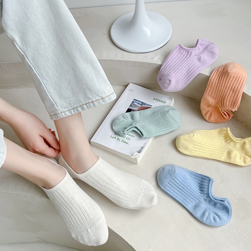 Vớ cổ thuyền ngắn vải cotton chống trượt cho nữ