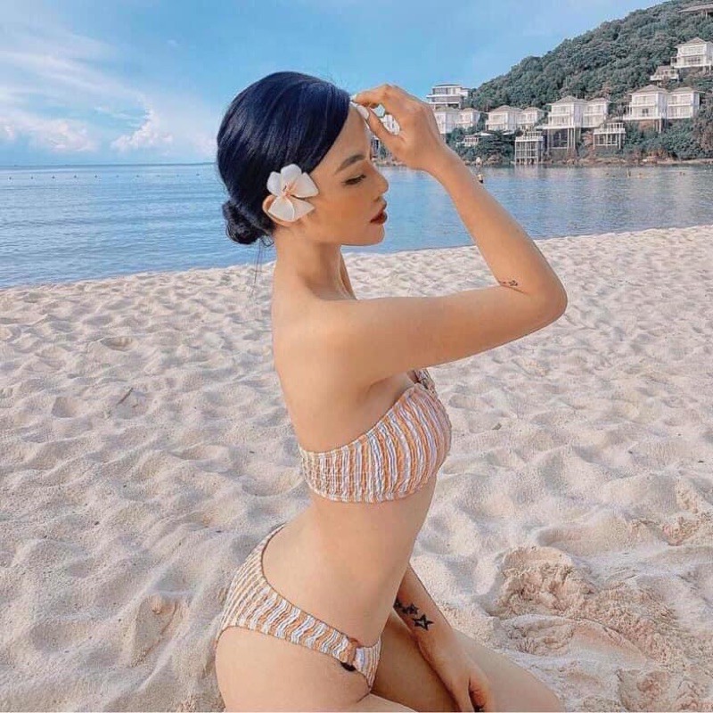 [ĐỒ BƠI QUẢNG CHÂU] Bikini hai mảnh áo quây ngang đính khoen ngực mix quần chip sexy | BigBuy360 - bigbuy360.vn