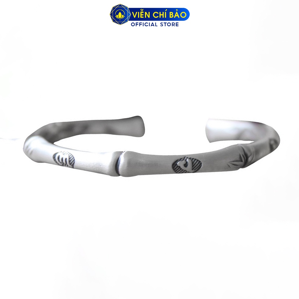 Kiềng tay bạc nữ Lục Tự Cành Trúc chất liệu bạc 925 thời trang phụ kiện trang sức thương hiệu Viễn Chí Bảo L000419