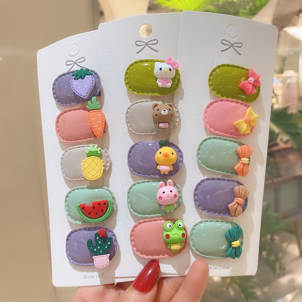 Set 4/5 kẹp tóc bấm mái handmade ngộ nghĩnh nhiều mẫu phong cách Hàn Quốc cho bé - Selenshop