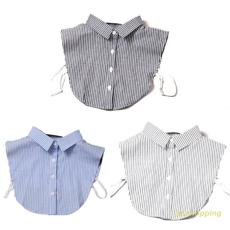 Cổ áo sơ mi giả họa tiết kẻ sọc dọc phong cách cổ điển thiết kế thời trang cho nữ