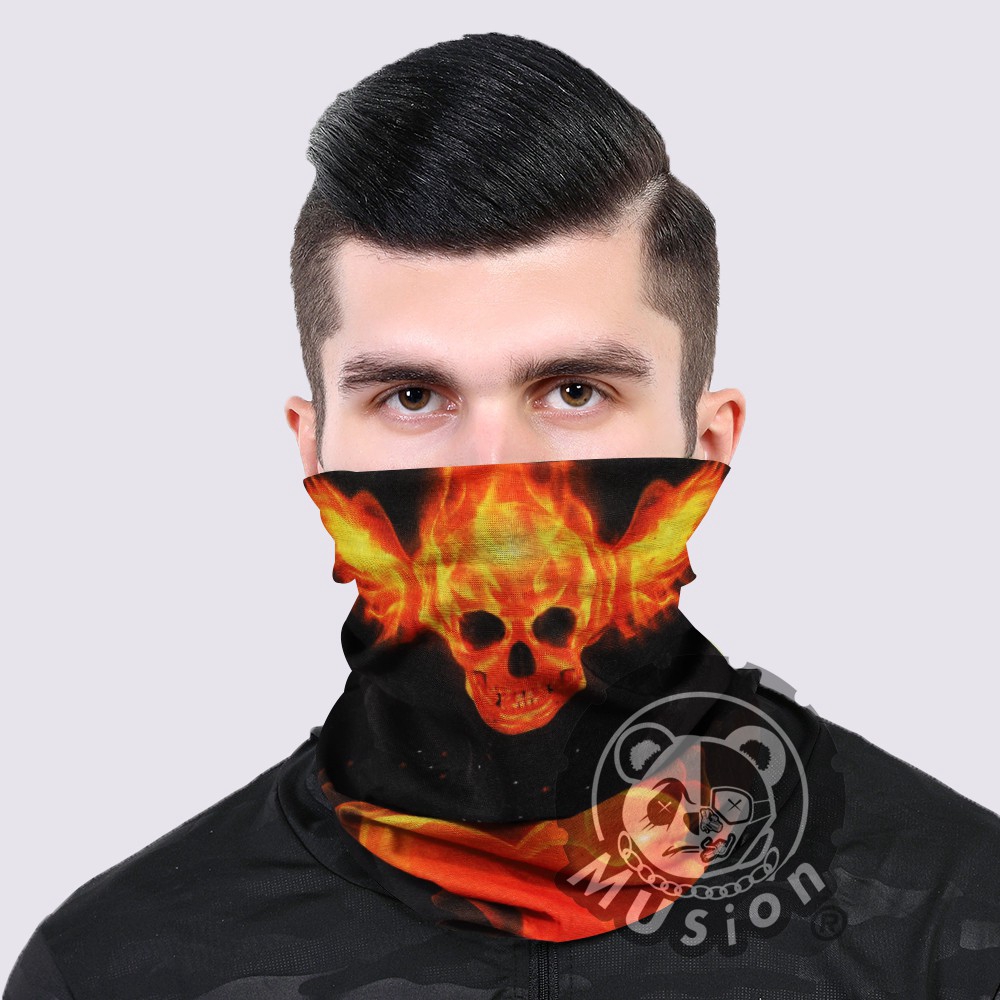 Flame Heart Skull Khăn Đa Năng Đi Phượt Chống UV