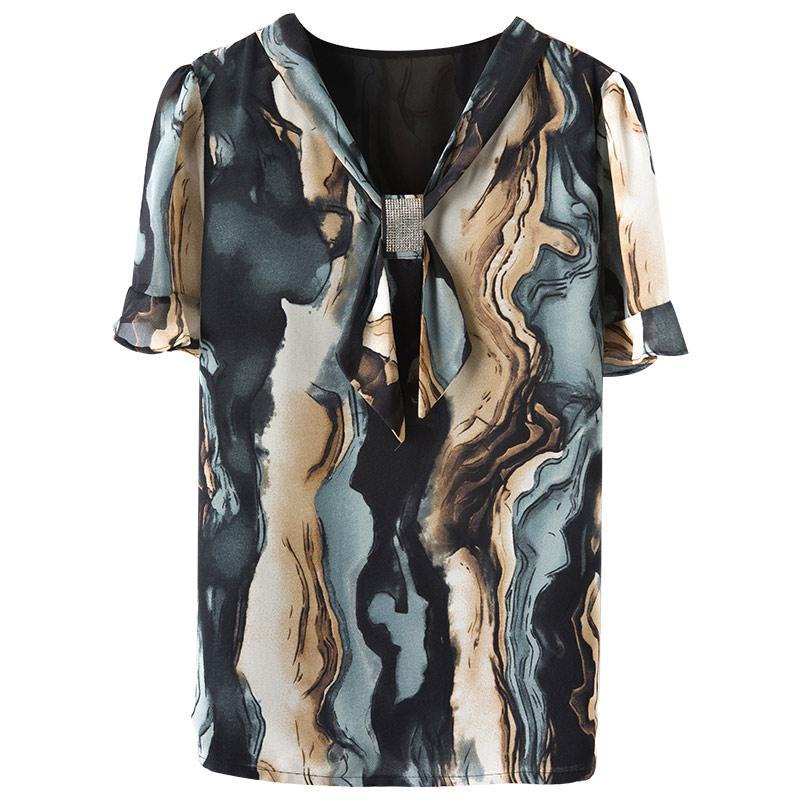 Áo Sơ Mi Voan Mỏng Kiểu Phương Tây Thời Trang Mùa Hè Cho Nữ Trung Niên