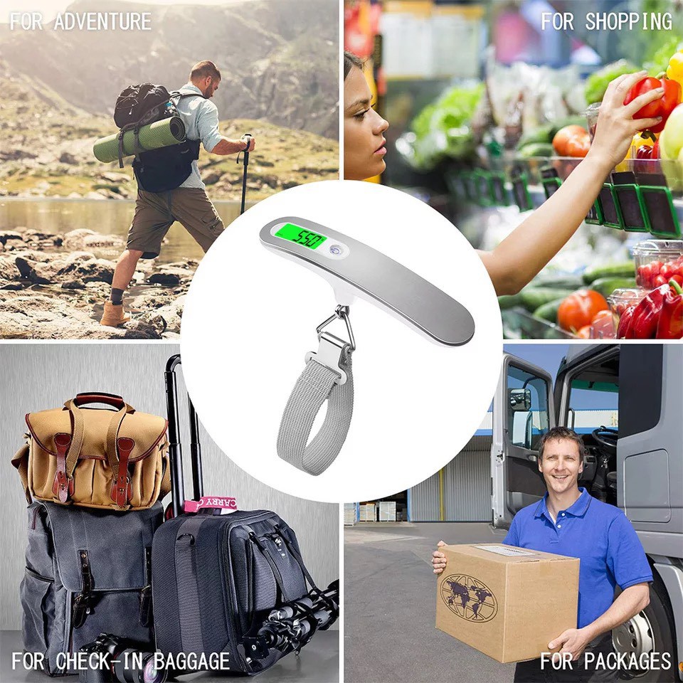 Cân Điện Tử Cầm Tay Mini 50kg Chính Xác Cao Phù Hợp Cân Valy Tặng Kèm Pin Tela Shop