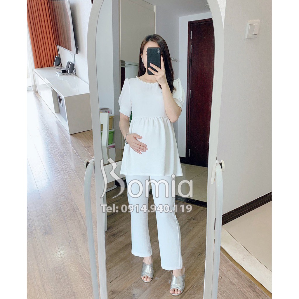 Quần bầu suông trắng