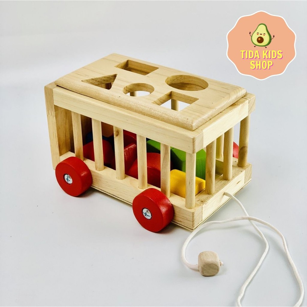 Đồ Chơi Gỗ TIDA KIDS SHOP, Xe Kéo Thả Hình Khối Giá Tốt ⚡HÀNG LOẠI 1⚡ Giúp Trẻ Rèn Luyện Sự Tập Trung, Khéo Léo