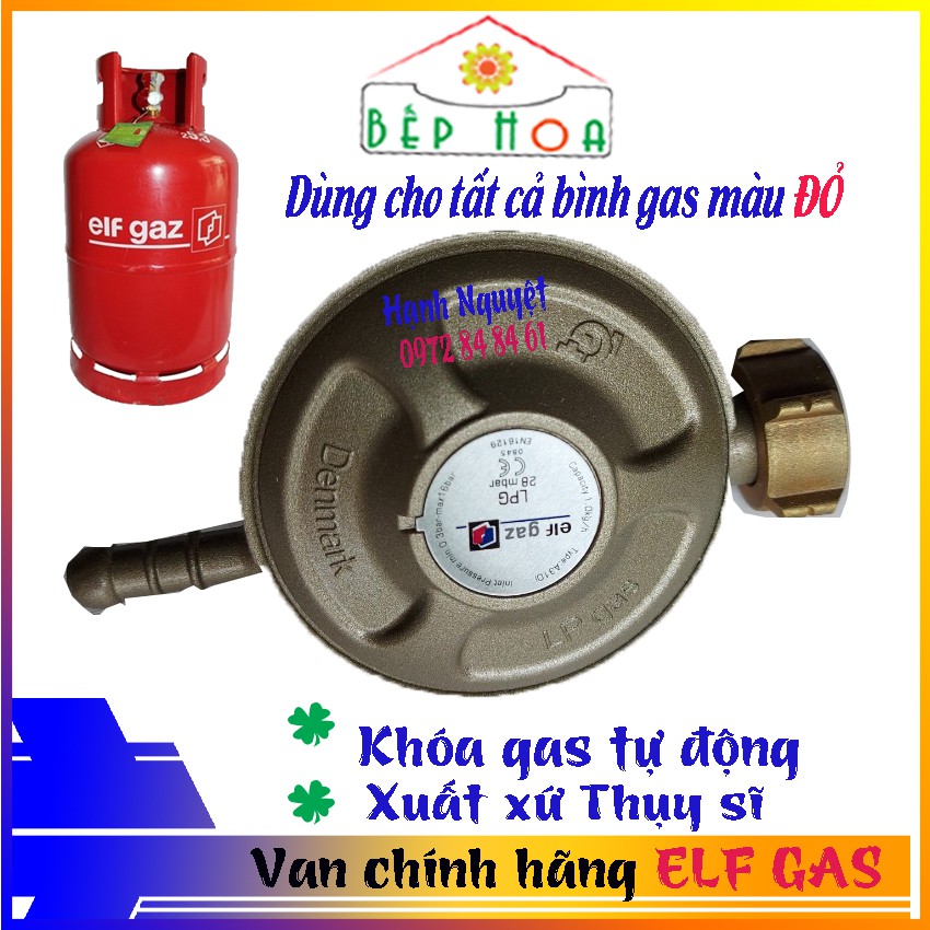 Van điều áp NGẮT GAS TỰ ĐỘNG ELF - Dùng cho bình gas đỏ - An toàn - Bền bỉ - Chính hãng/Chống cháy nổ - Bếp Hoa