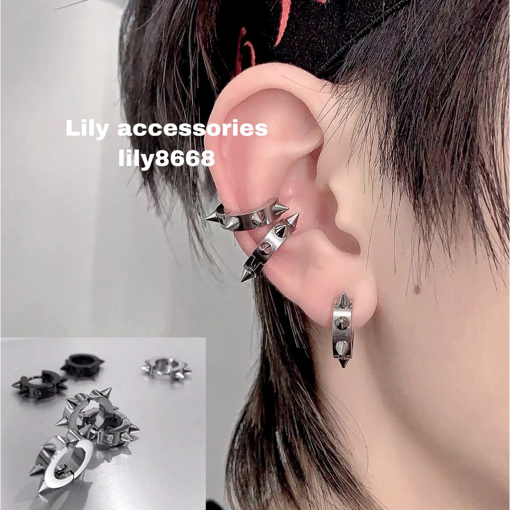 Thorn Ear Cuff kẹp tai titan tròn gai nhọn cho nam nữ không cần xỏ lỗ không gỉ không đen không dị ứng