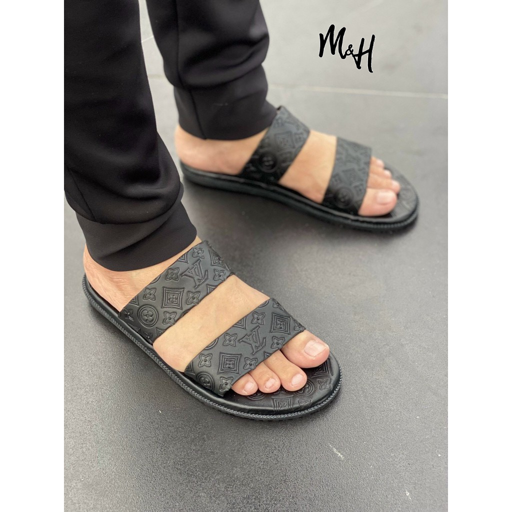 Dép Da PU LV Nam, Nữ, Unisex Quai Đôi Thiết Kế Cao Cấp, Êm Chân & Siêu Chất Lượng