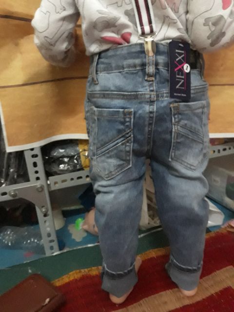 Quần bò (jeans) dài Nexxi kèm dây đai cho bé 10-19kg