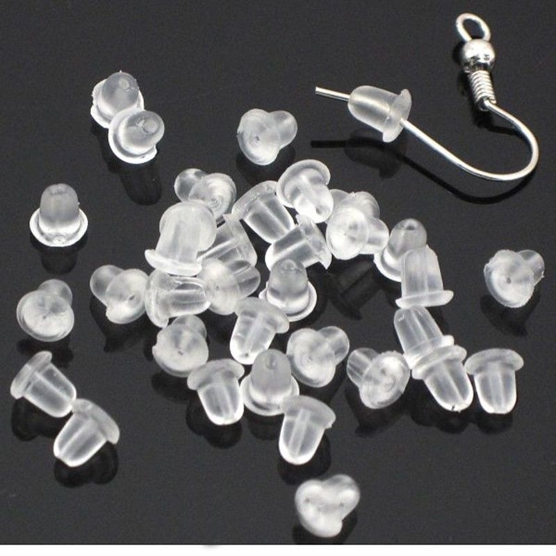 Set 500 Nút Chặn Bông Tai Bằng Silicon Trong Suốt DIY Kèm Hộp Đựng Tiện Lợi