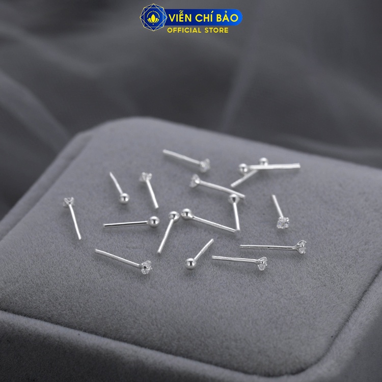 Bông tai bạc nữ nhỏ 2mm  khuyên bạc 925 thời trang phụ kiện trang sức nữ Viễn Chí Bảo B000061H B000145H