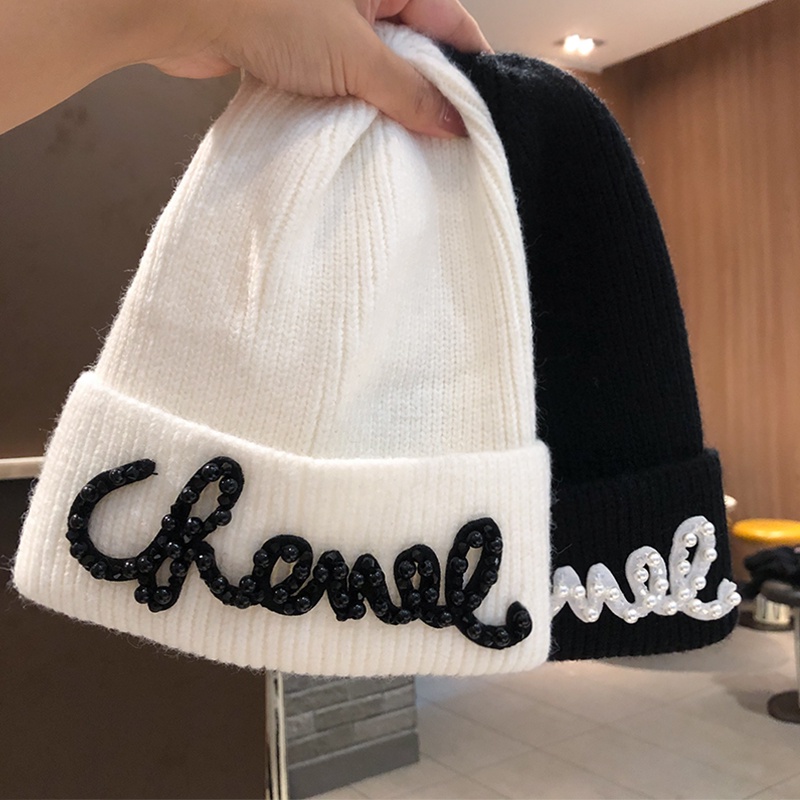 Mũ len đính ngọc trai giả thời trang nữ tính