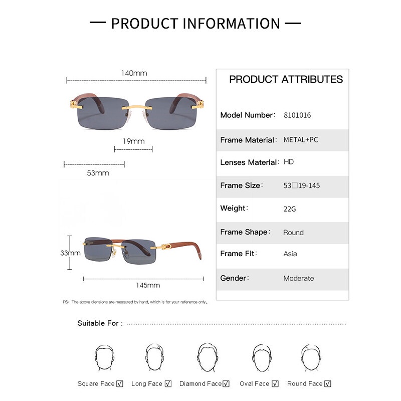 Kính Chống Nắng PTQ Unisex Không Gọng Thời Trang