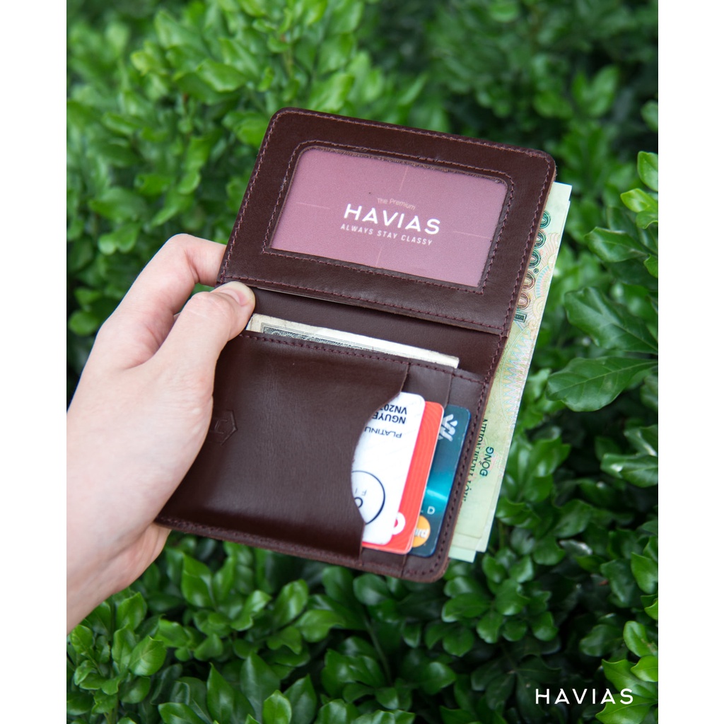 VAMI HAVIAS ví đứng unisex nam nữ nhiều màu da bò thật Premium nhập khẩu 100%