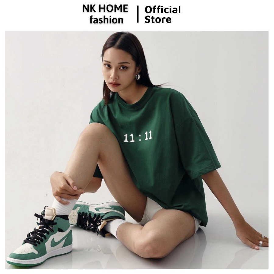 Áo thun tay lỡ unisex YOUNG GREEN 11:11 - Áo phông nữ form rộng cho cặp đôi phong cách hàn quốc vải dày dặn, thoáng mát