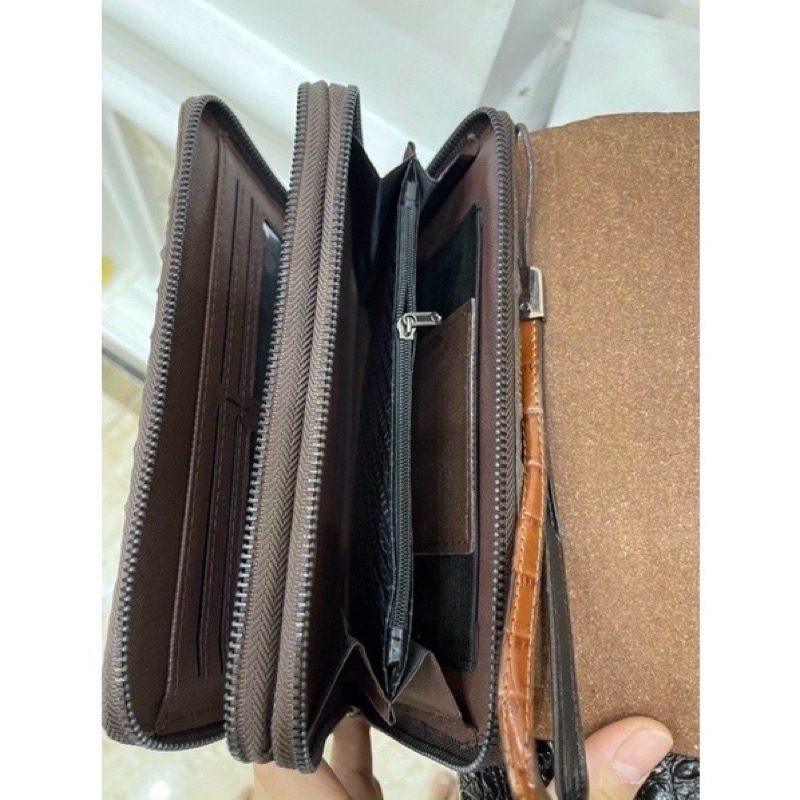 Ví Cầm Tay Da Bò Thật Dập Vân Cá Sấu Clutch Nam Cao Cấp Rẻ Đẹp - A&ESHOP 878998