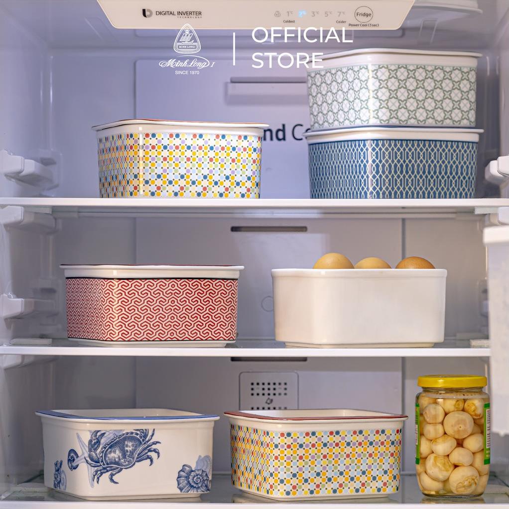 Hộp thực phẩm vuông Minh Long 15 cm + nắp - Indigo